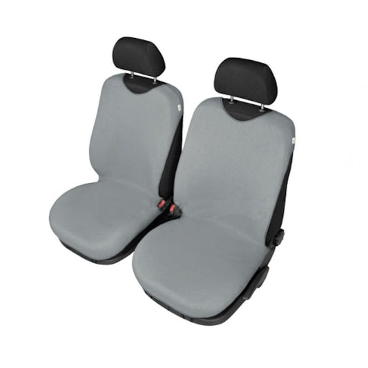 Set din 2 huse scaune auto tip maieu , pentru scaunele din fata , de culoare gri deschis , din bumbac 5-1066-253-3020