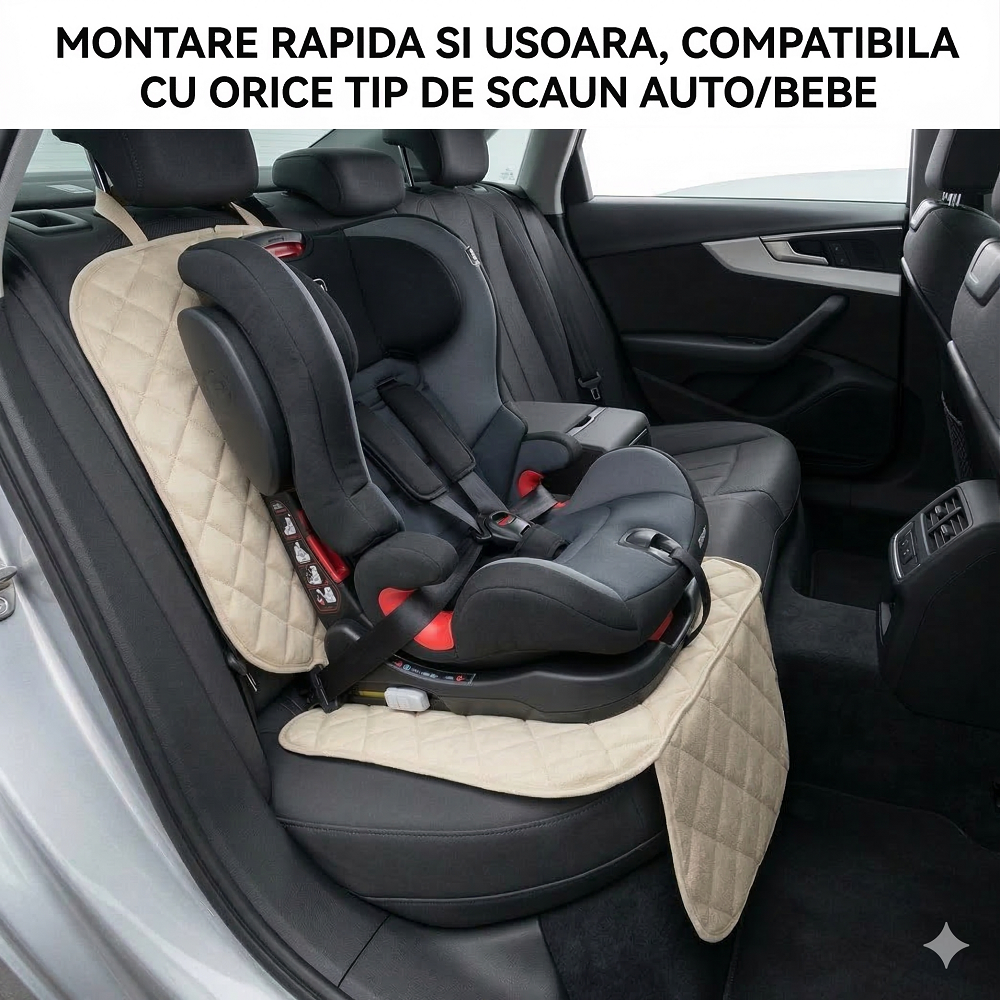 PROTECTIE AUTO,UNIVERSALA,CREM,PENTRU SCAUN AUTO COPII,SCOICA BEBE,METRU PATRAT