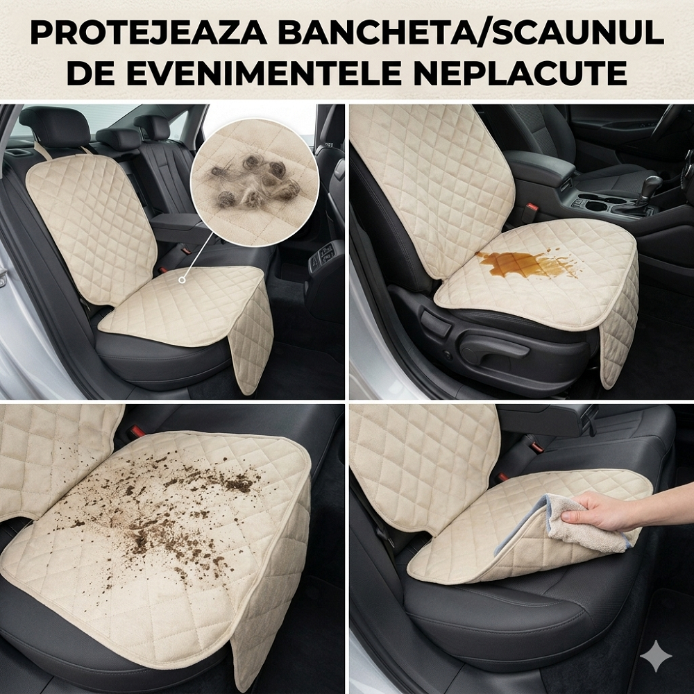 PROTECTIE AUTO,UNIVERSALA,CREM,PENTRU SCAUN AUTO COPII,SCOICA BEBE,METRU PATRAT