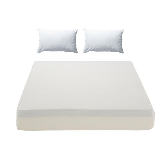 Set 2 piese impermeabile, compus din husa de protectie impermeabila cu elastic pentru saltea + 1 husa impermeabila pentru perna