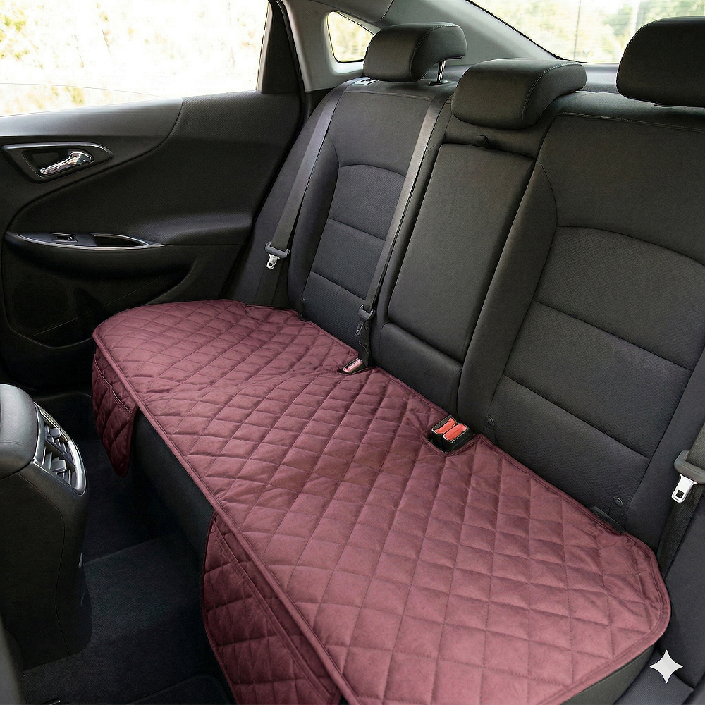 Protectie auto matlasata pentru sezut bancheta, cu 2 buzunare organizatoare, grena, impermeabila, lavabila