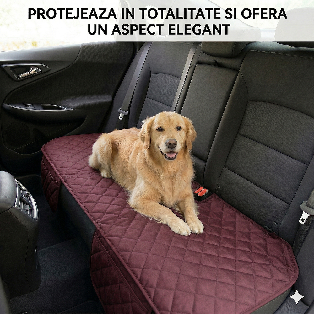 Protectie auto matlasata pentru sezut bancheta, cu 2 buzunare organizatoare, grena, impermeabila, lavabila