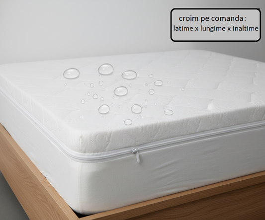 Husa de protectie impermeabila pentru saltea, cu fermoar, croita la comanda ( latime x  lungime x inaltime )